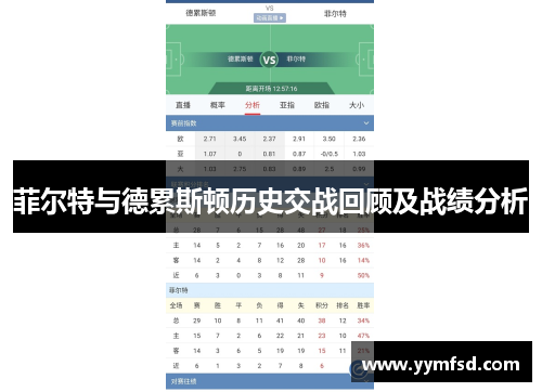 菲尔特与德累斯顿历史交战回顾及战绩分析
